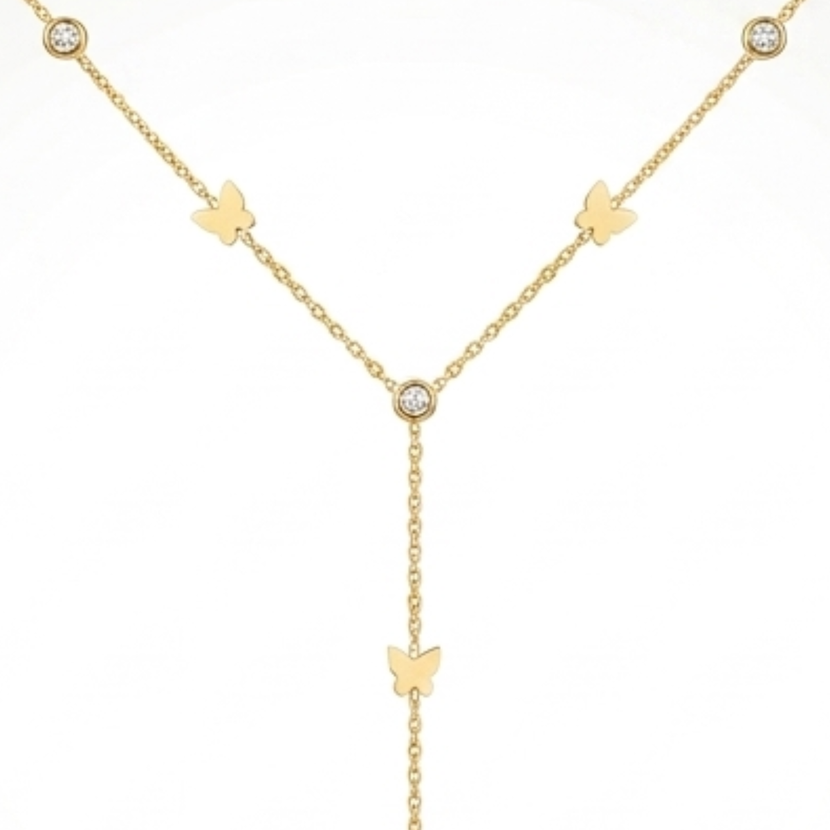 Collier Papillon Femme – Y Zircon Plaqué Or
