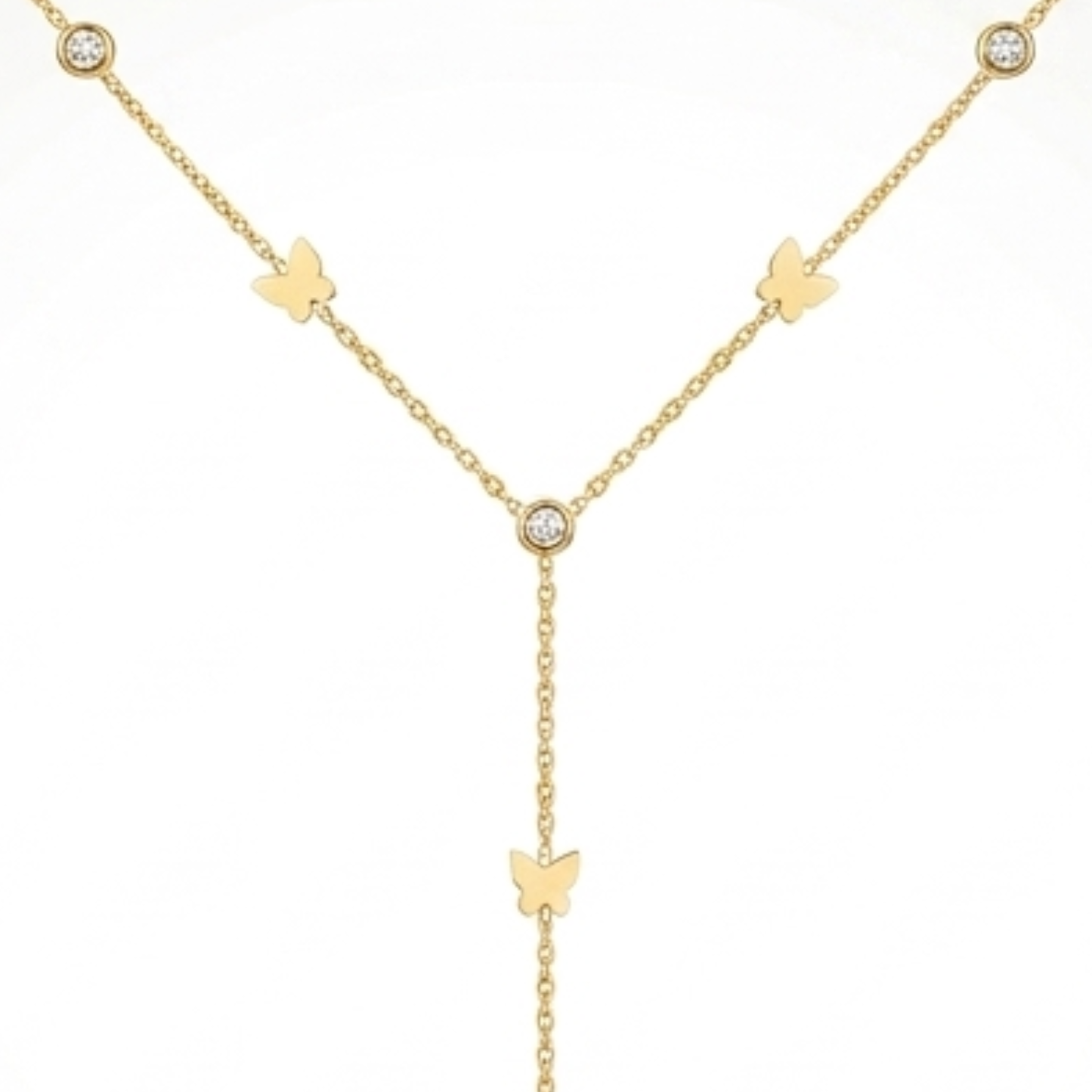Collier Papillon Femme – Y Zircon Plaqué Or