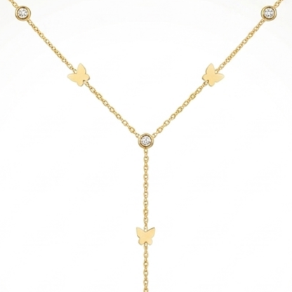 Collier Papillon Femme – Y Zircon Plaqué Or