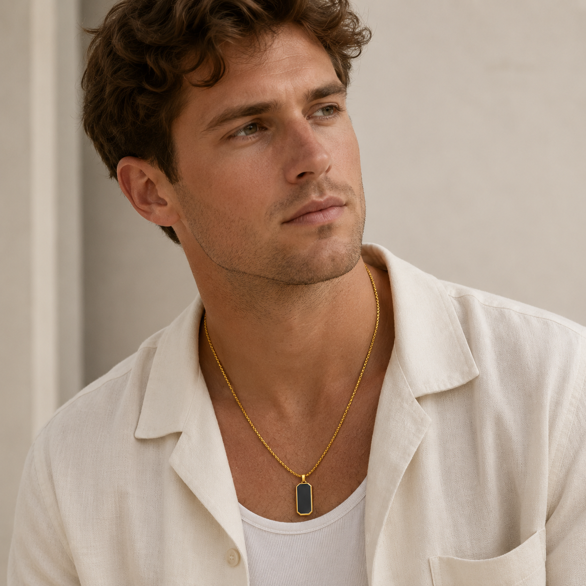 Collier Pendentif Dog Tag Homme – Or