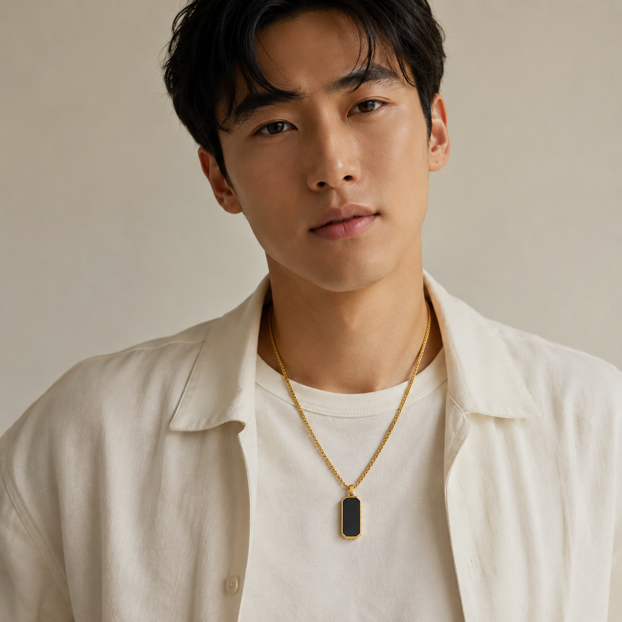Collier Pendentif Dog Tag Homme – Or