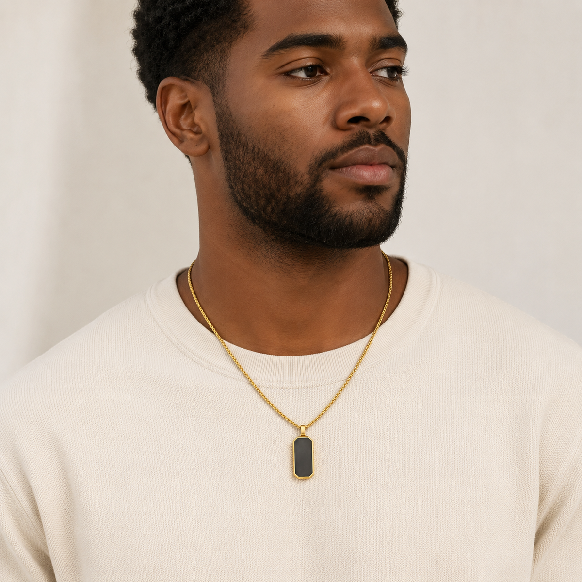 Collier Pendentif Dog Tag Homme – Or