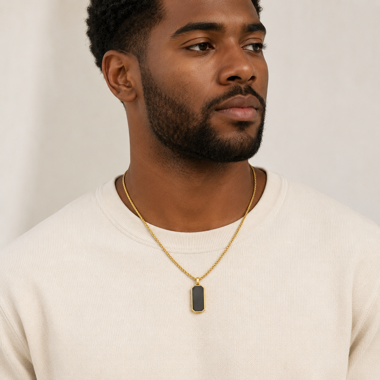 Collier Pendentif Dog Tag Homme – Or