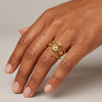 Bague Soleil Femme – Ouverte Ajustable Plaqué Or