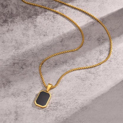 Collier Pendentif Octogone Noir Homme – Or