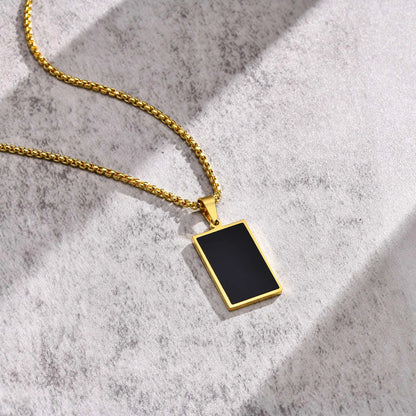 Collier Pendentif Plaque Noire Homme – Or