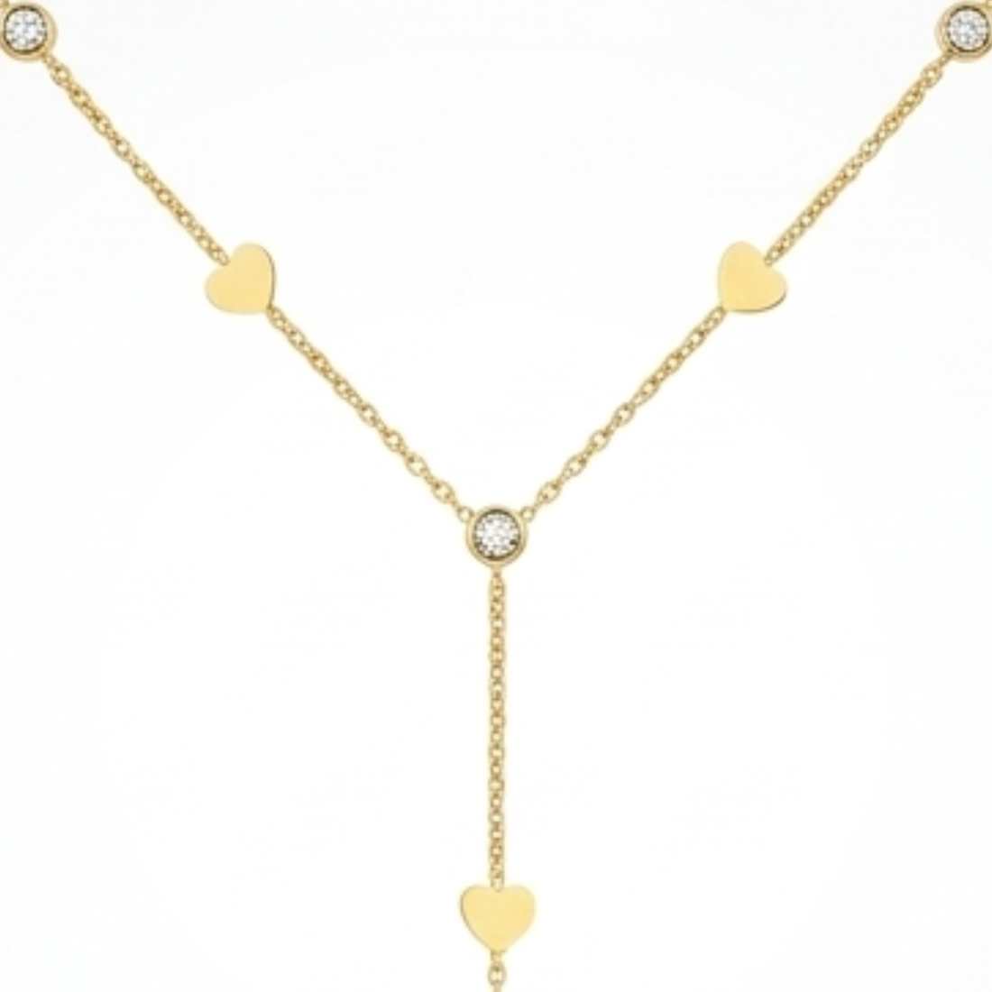 Collier Cœur Femme – Y Zircon Plaqué Or