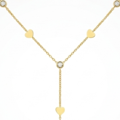 Collier Cœur Femme – Y Zircon Plaqué Or
