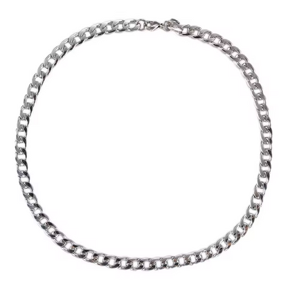 chaine cuba en argent posée en rond sur fond blanc westaf bijouterie paris