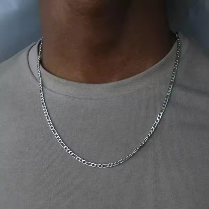 Chaine Figaro en Argent Massif sur tshirt gris par Wb Paris Westaff Bijouterie 