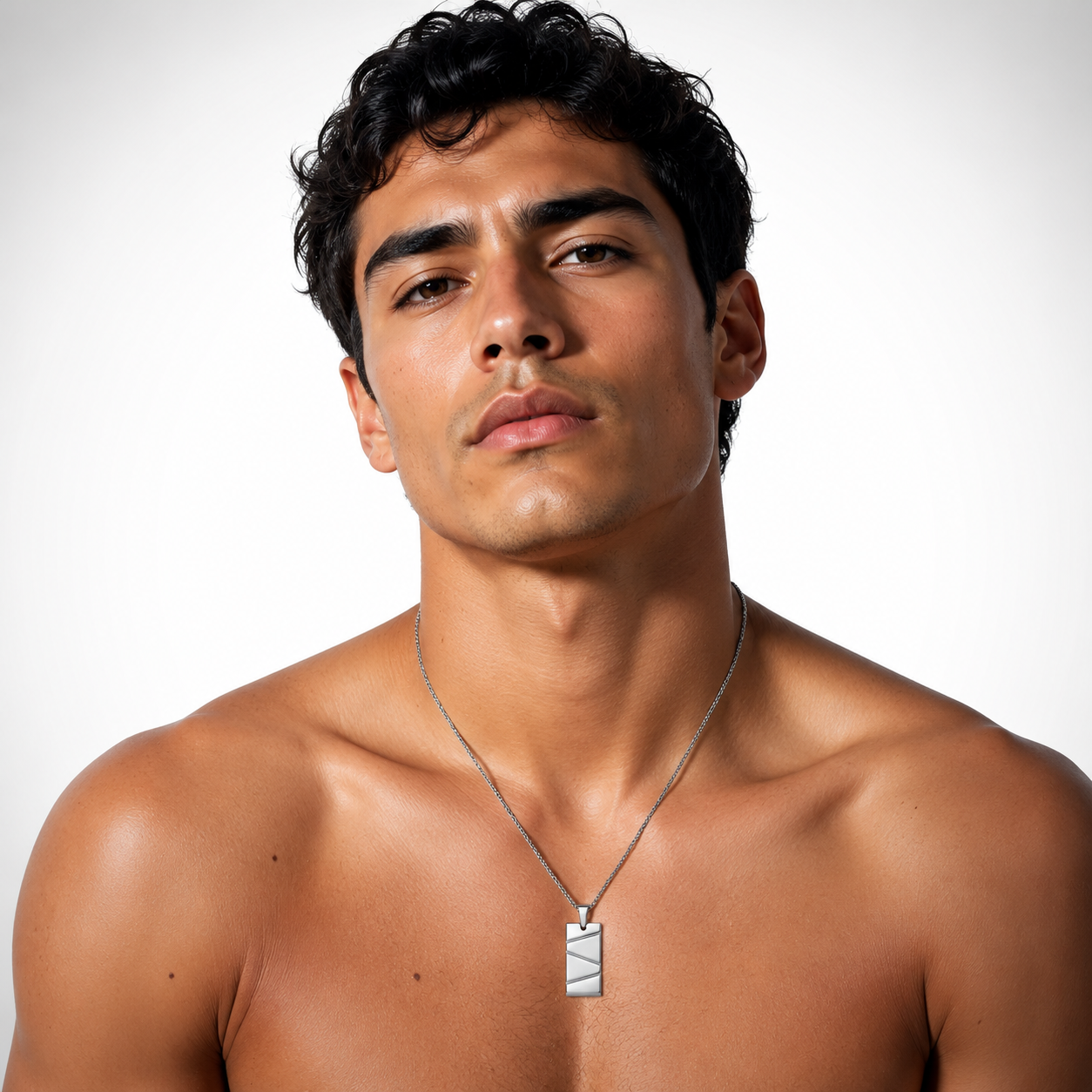 Collier Pendentif Diagonales Homme – Acier