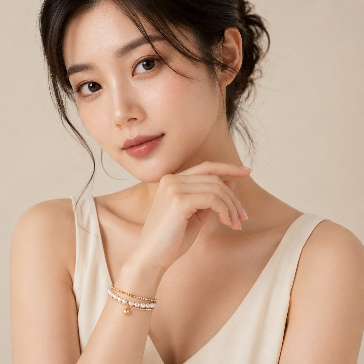 Bracelet Iris – Perles & Breloque Plaqué Or