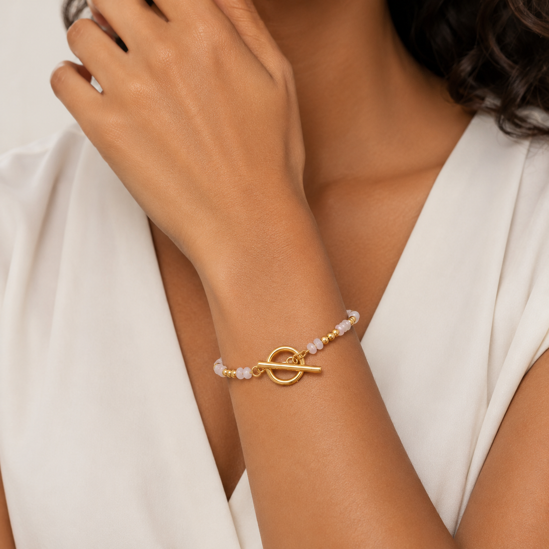 Bracelet Pierre de Lune Femme – Pierre Naturelle (quartz rose)