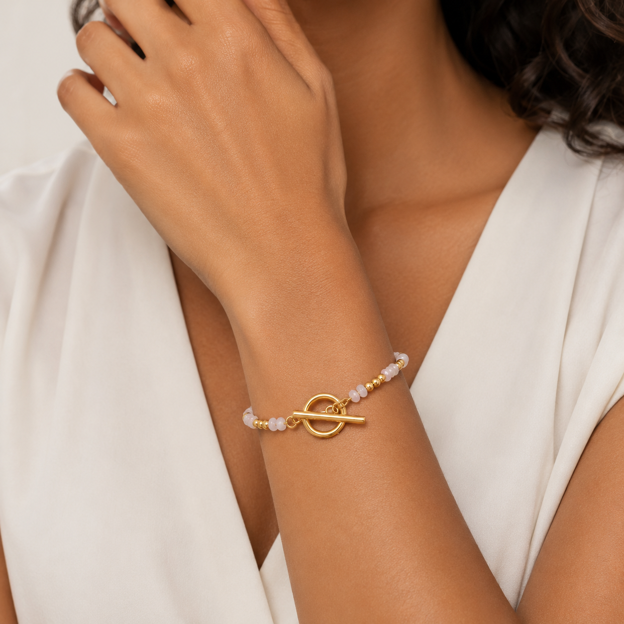 Bracelet Pierre de Lune Femme – Pierre Naturelle (quartz rose)