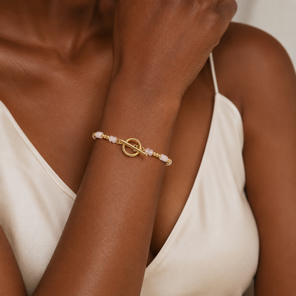 Bracelet Pierre de Lune Femme – Pierre Naturelle (quartz rose)