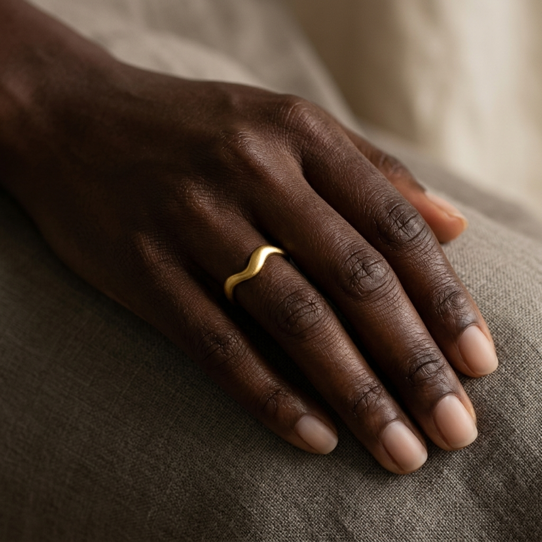 Bague Vague Femme – Ouverte Ajustable Plaqué Or