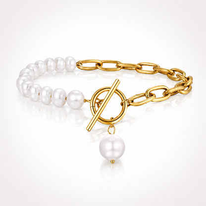 Bracelet Calypso – Perles & Chaîne Plaqué Or