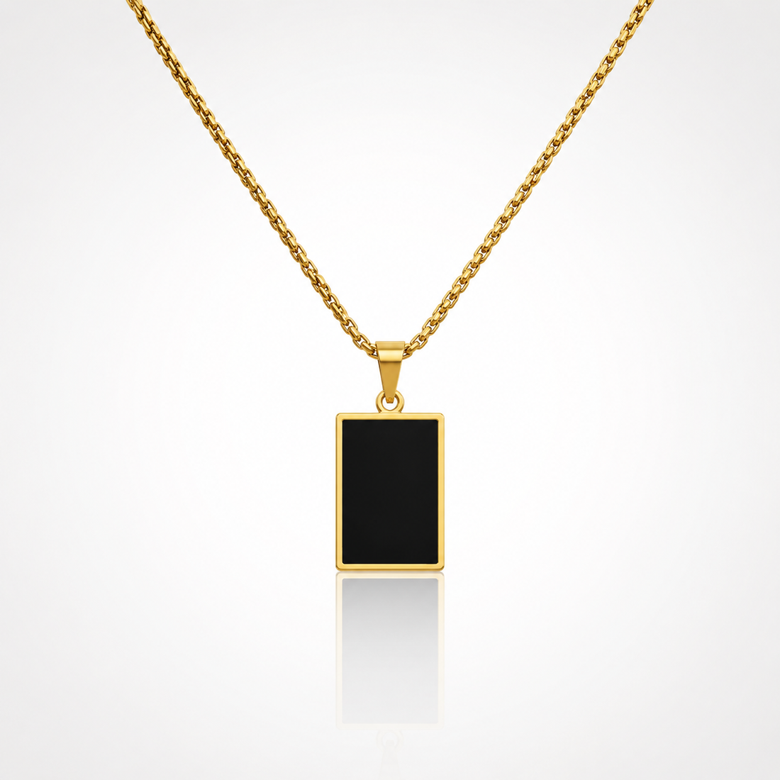 Collier Pendentif Plaque Noire Homme – Or