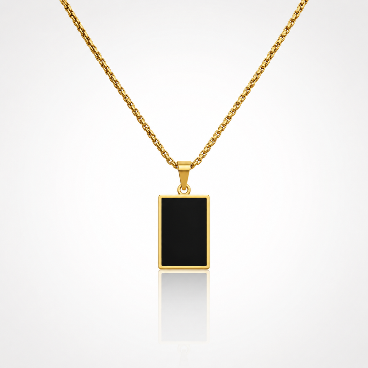 Collier Pendentif Plaque Noire Homme – Or