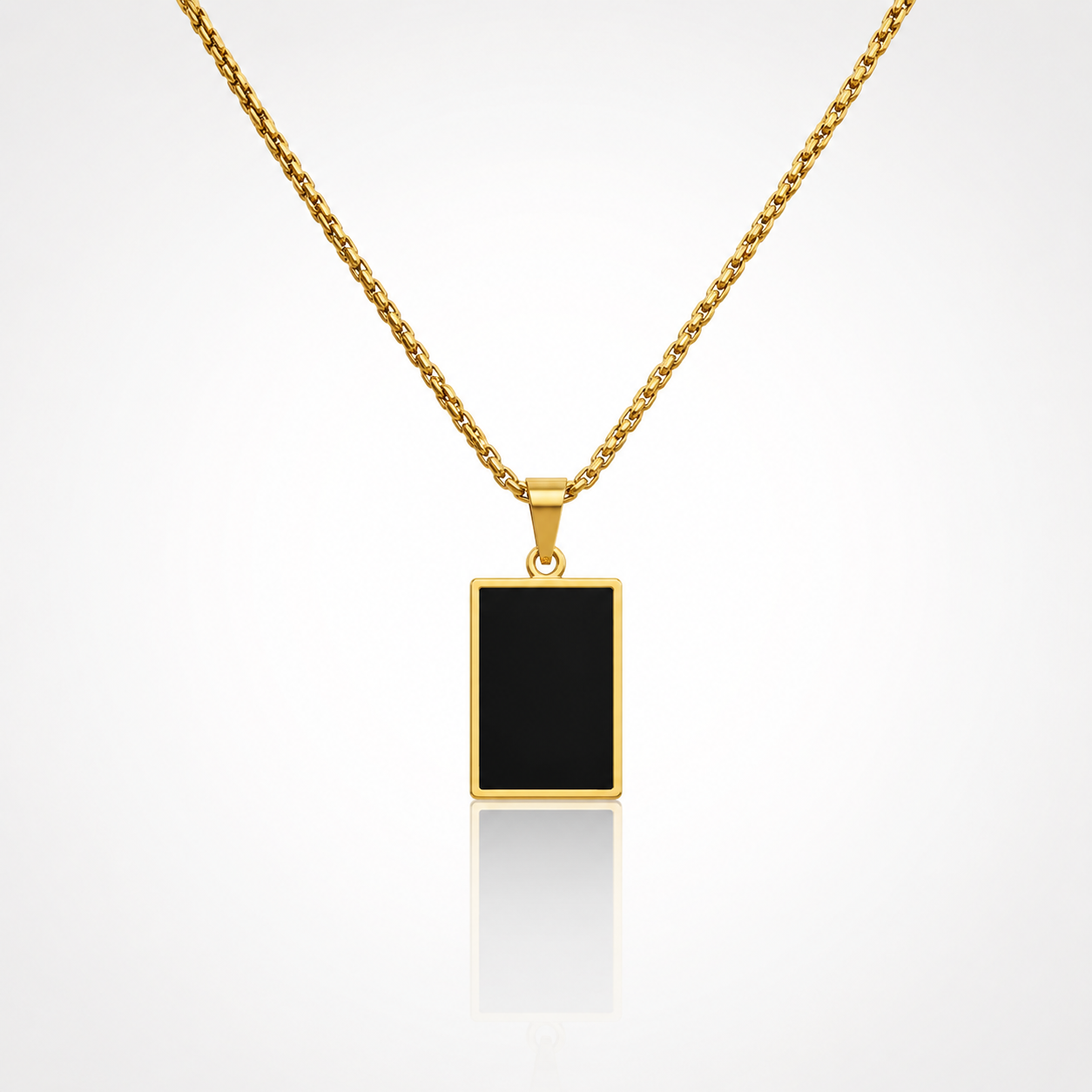 Collier Pendentif Plaque Noire Homme – Or