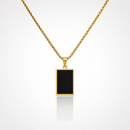 Collier Pendentif Plaque Noire Homme – Or