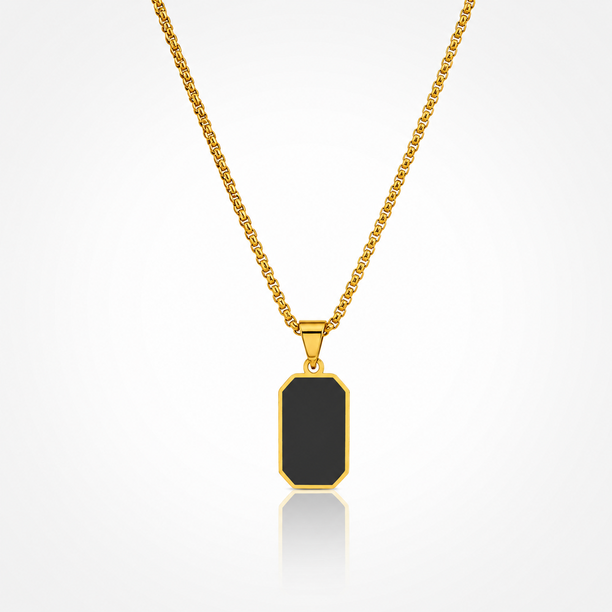 Collier Pendentif Octogone Noir Homme – Or