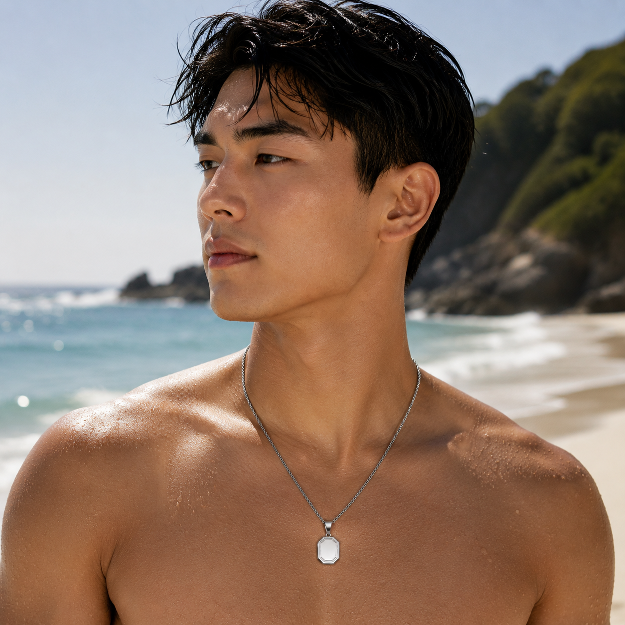 Collier Pendentif Médaille Gravée Homme – Acier