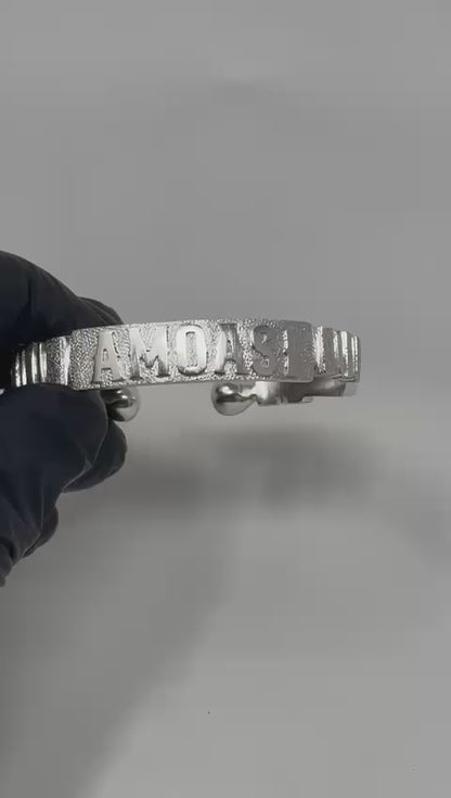 YARA flat bracelet in stitched silver