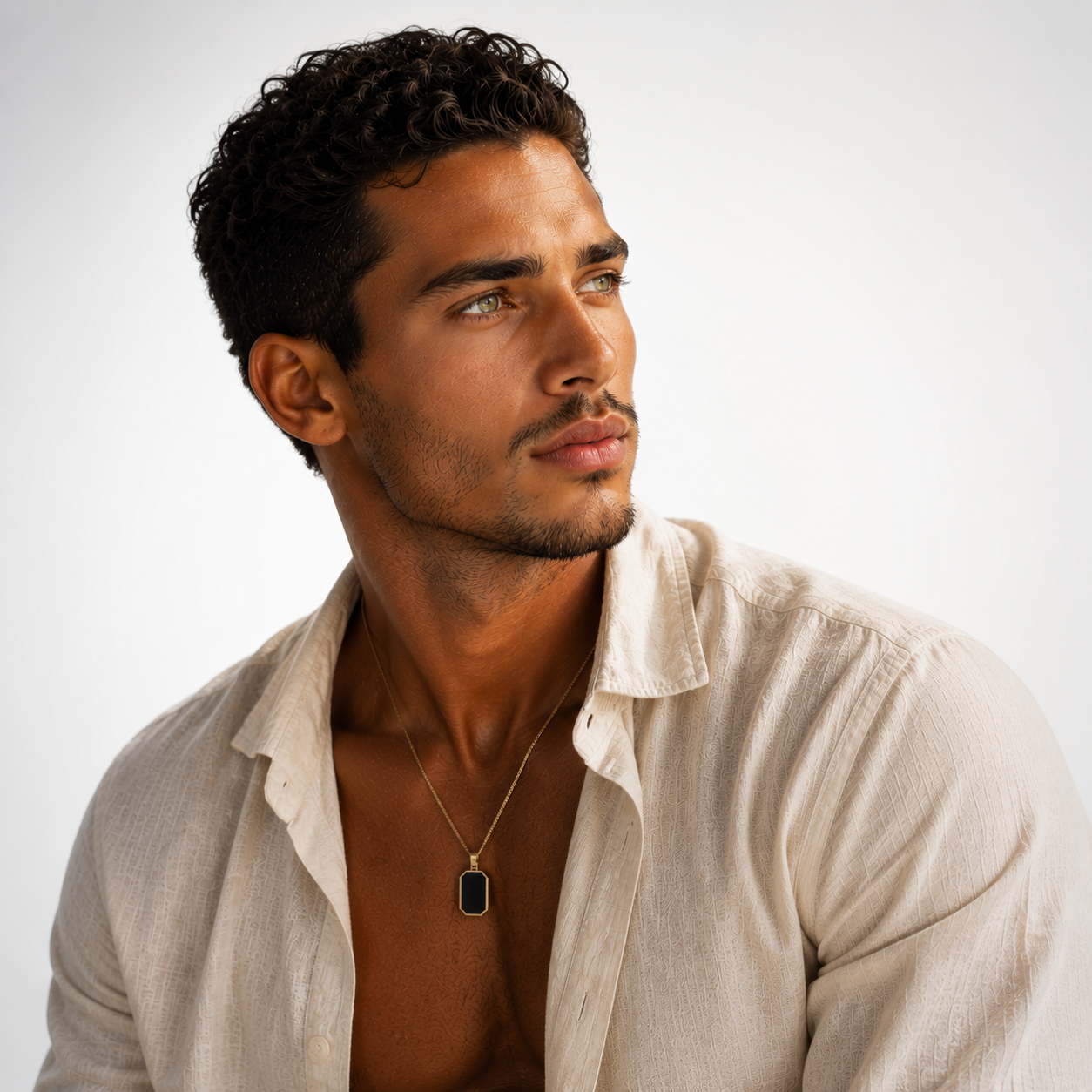 Collier Pendentif Écusson Noir Homme – Argent