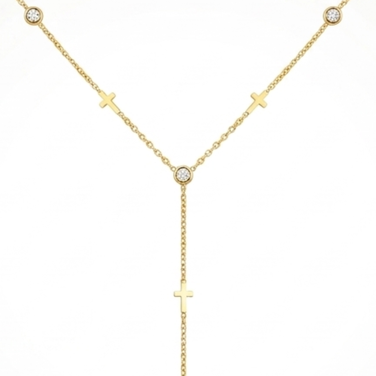 Collier Croix Femme – Y Zircon Plaqué Or